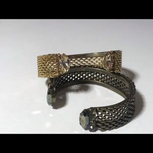 Handmade oxid gold mesh metal cuff bracelet
